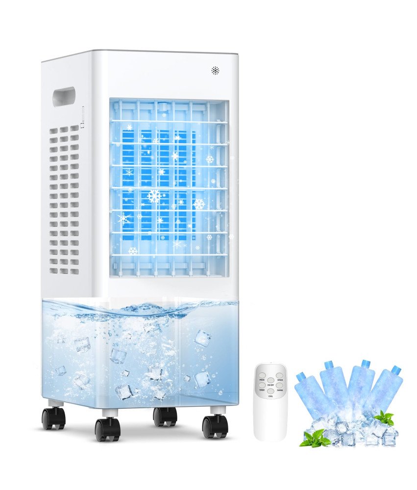 Mobilny Klimatyzator Ewaporacyjny Wodny Nawilżacz Powietrza 4w1 Biały 8L