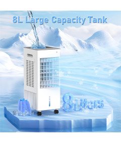 Mobilny Klimatyzator Ewaporacyjny Wodny Nawilżacz Powietrza 4w1 Biały 8L