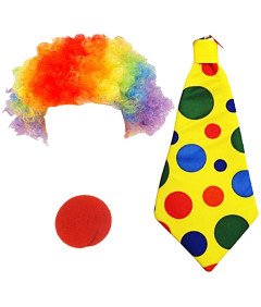 Zestaw Akcesoria Przebranie Kostium Strój Klauna Błazna Peruka Krawat Nos