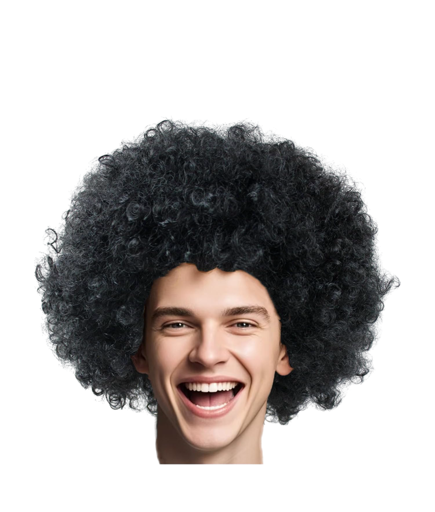 Peruka Afro Kręcone Przebranie Strój Disco Klown Akcesoria Unisex Czarna