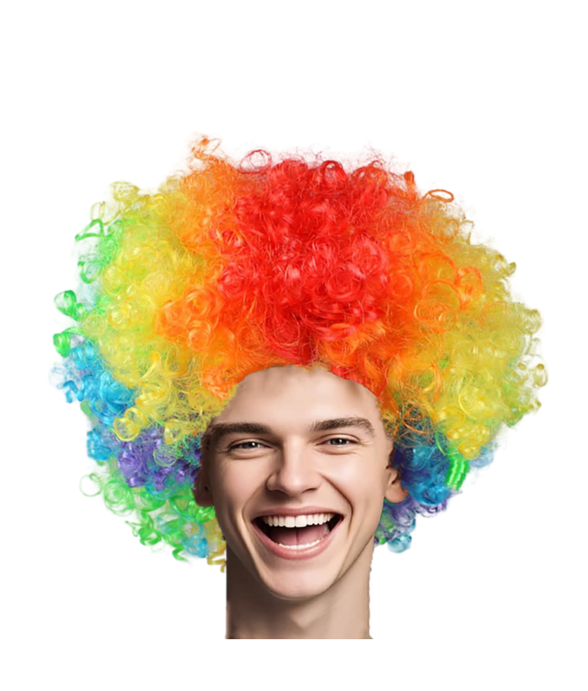 Peruka Afro Kręcone Przebranie Strój Disco Klown Akcesoria Unisex Kolorowa
