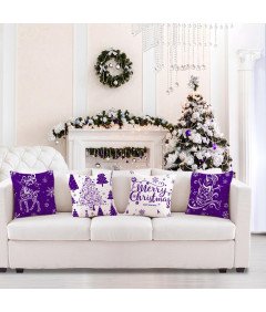 Komplet 4 božičnih vzglavnikov Miaikoe 55x55 cm lila
