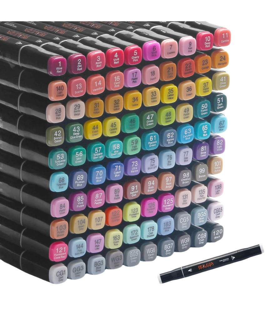 Profesjonalne Markery Alkoholowe Dwustronne Permanentne DIY 100 Kolorów