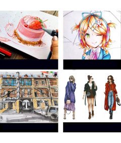 Profesjonalne Markery Alkoholowe Dwustronne Permanentne DIY 100 Kolorów