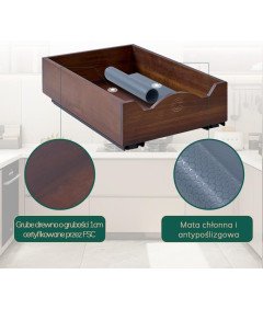 Szuflada Teleskopowa Półka Wysuwana Wkład Do Szafki Drewniana Vintage 25 cm