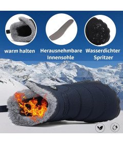 CELANDA Buty Zimowe Męskie Śniegowce Antypoślizgowe Ciepłe Granatowe 46 EU