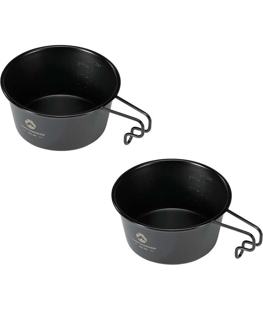 Kubek Kempingowy ze Stali Nierdzewnej 450 ml Głęboki 2 Sztuki Czarny