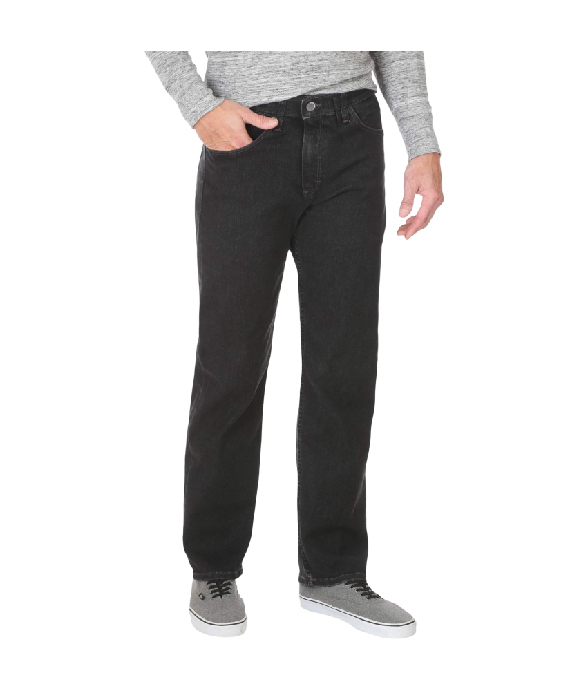 Męskie Spodnie Jeansowe Proste Regular Fit Sprane Modne Czarne 35W / 32L