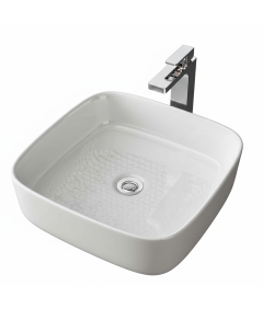 Umywalka Nablatowa Kwadratowa Ceramiczna Biała 39 x 39 x 13 cm