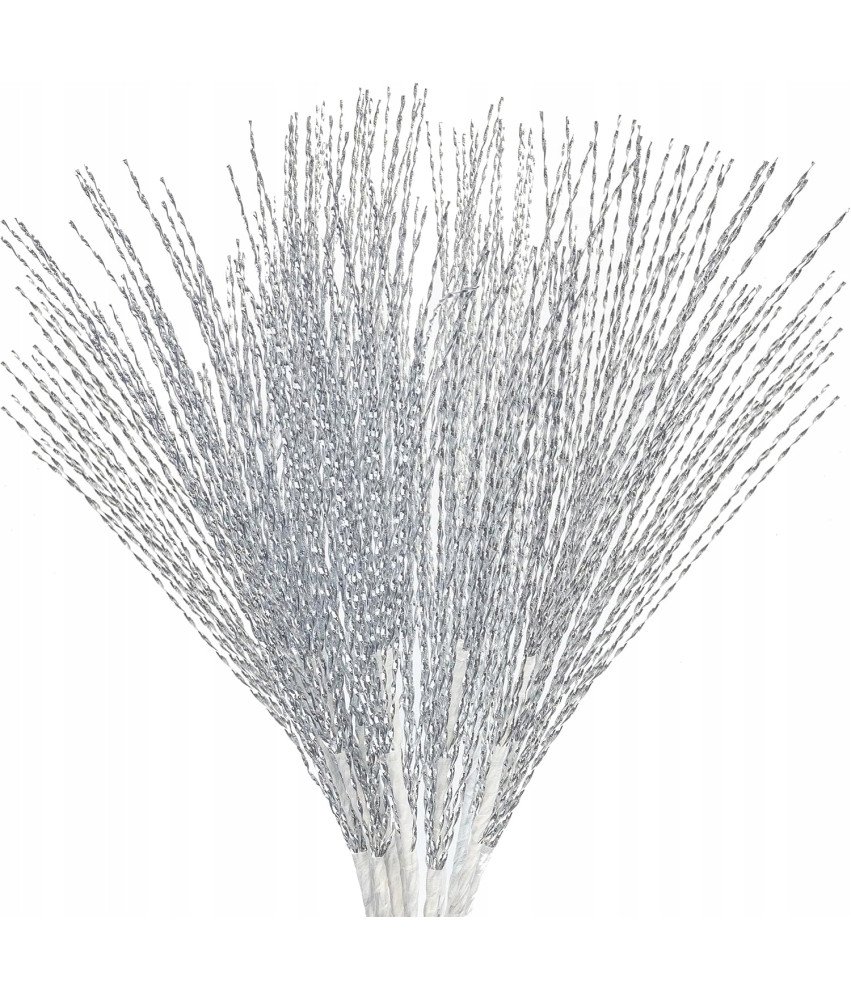 Srebrne Sztuczne Gałązki Bożonarodzeniowe do Dekoracji 20 sztuk 67cm