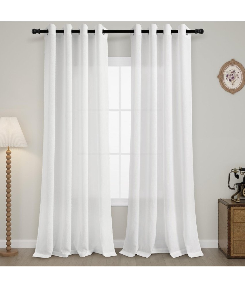 Zasłony Firanki Półprzezroczyste Lniane do Salonu Białe 140x138 cm 2 szt