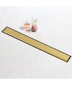 Odpływ Prysznicowy Liniowy Płaski Syfon 360 Stal Nierdzewna Złoty 110 cm