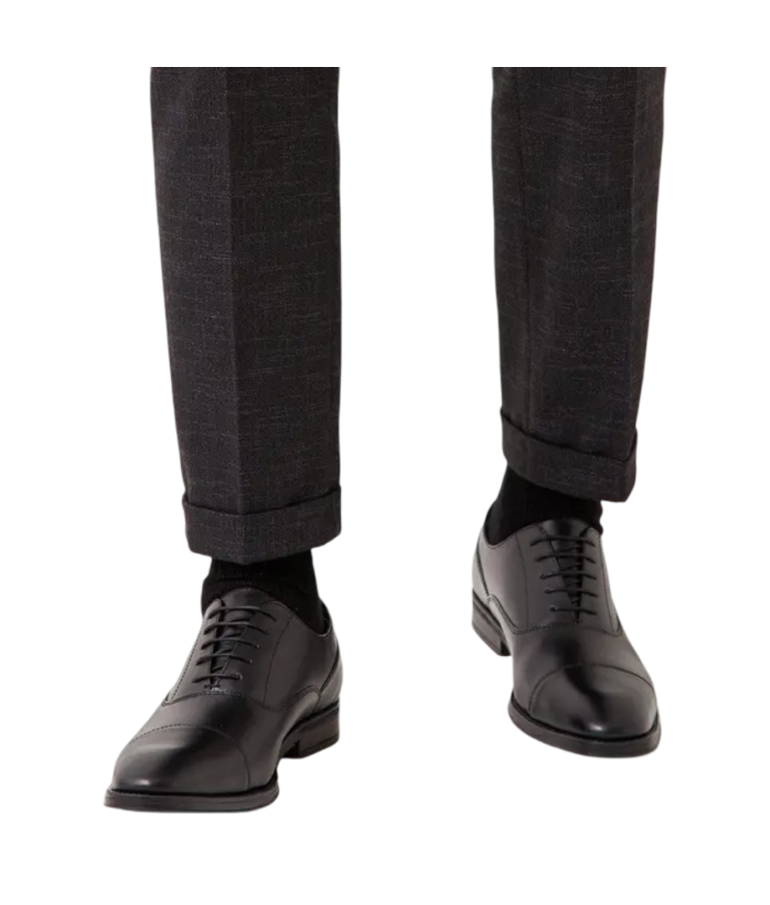 Burton London Buty Męskie Eleganckie Skórzane z Noskiem Czarne Rozmiar 41