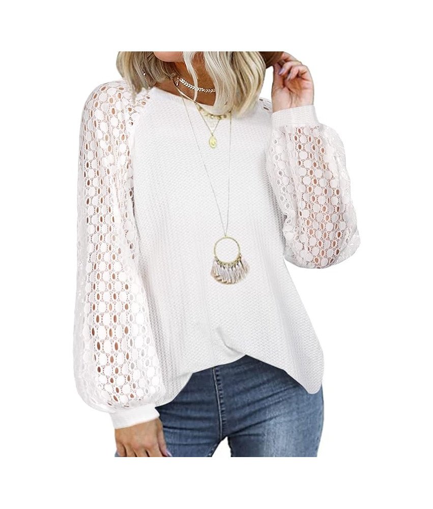 Tuopuda Sweter Damski Bluzka na Długi Rękaw Okrągły Dekolt Biała XL