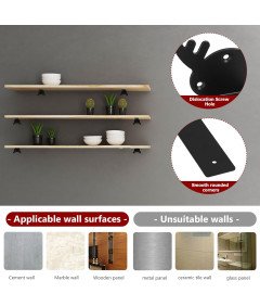 Wsporniki do Półek Podpórki Wsporniki Półek 20 cm Stalowe Czarne 4-PAK