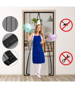 Moskiteria Magnetyczna 85x200 cm na Drzwi Balkonowe Bez Wiercenia Czarna
