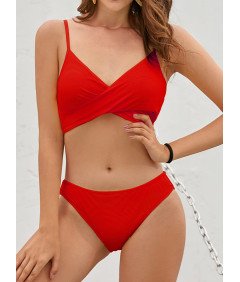 SHEKINI Strój Kąpielowy Dwuczęściowy Kostium Komplet Bikini Czerwony M