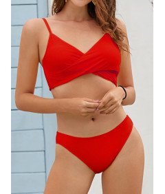 SHEKINI Strój Kąpielowy Dwuczęściowy Kostium Komplet Bikini Czerwony M