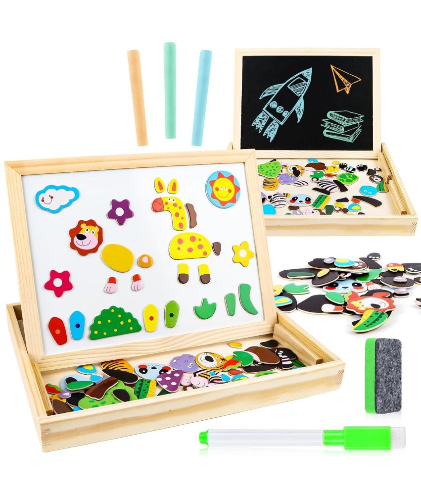 Tablica Edukacyjna dla Dzieci Magnetyczna Kredowa Dwustronna Puzzle