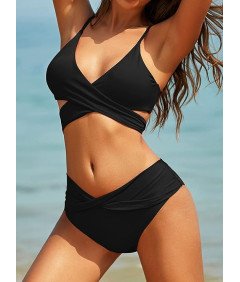 SHEKINI Damski Dwuczęściowy Strój Kąpielowy Komplet Bikini Push-Up Czarny M