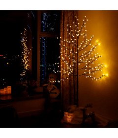 CCLIFE Świecące Drzewko z 160 Diodami Kwiatami LED 180 cm Ciepła Biel IP44