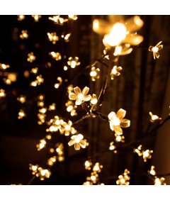 CCLIFE Świecące Drzewko z 160 Diodami Kwiatami LED 180 cm Ciepła Biel IP44