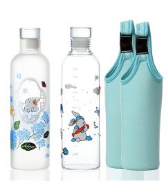 Butelka Bidon na Wodę Sportowy Szklany Bez BPA 500ml Zestaw 2-pak i Etui