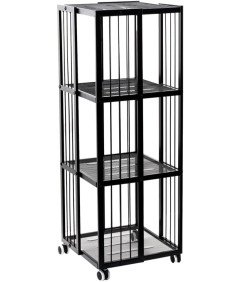 Regał na Książki Metalowy Na Kółkach Stojący Magazynowy 3 Poziomy Czarny