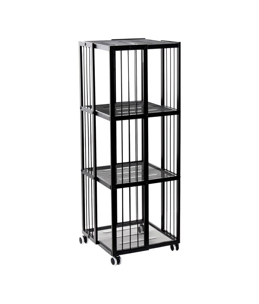 Regał na Książki Metalowy Na Kółkach Stojący Magazynowy 3 Poziomy Czarny