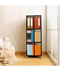 Regał na Książki Metalowy Na Kółkach Stojący Magazynowy 3 Poziomy Czarny