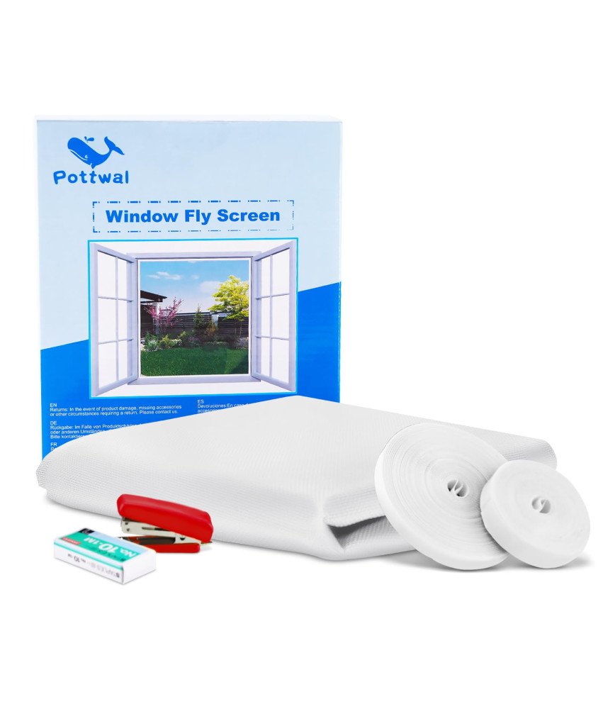 Moskitiera Okienna Bez Wiercenia 130x150 cm Ochrona Przed Owadami Biała
