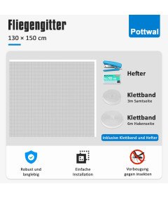 Moskitiera Okienna Bez Wiercenia 130x150 cm Ochrona Przed Owadami Biała