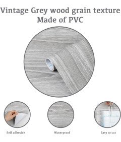 Folia Samoprzylepna Okleina do Mebli Ścian Blatów 44x300 cm Szare Drewno