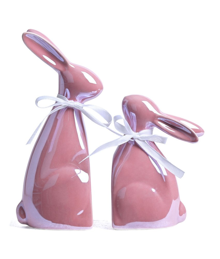 Dekoracja Wielkanocna Króliczek Zajączek Wielkanocny Zestaw 2 Sztuki Różowe