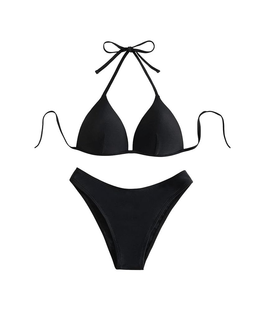 Damski Strój Kąpielowy Dwuczęściowy Kostium Bikini Push-up Czarny S