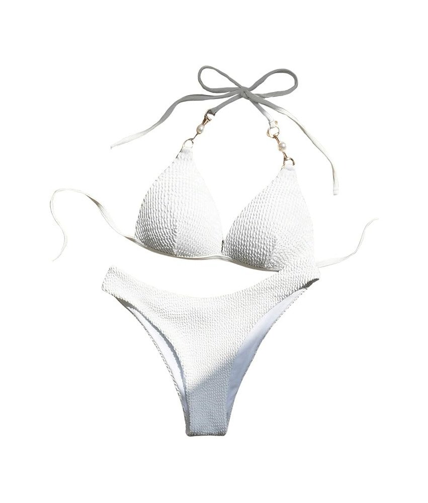 Damski Strój Kąpielowy Dwuczęściowy Strój Kostium Push-up Bikini Biały XL