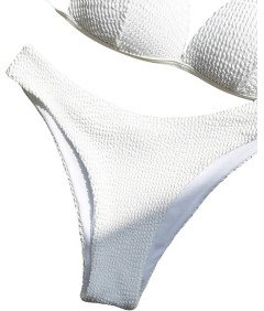 Damski Strój Kąpielowy Dwuczęściowy Strój Kostium Push-up Bikini Biały XL