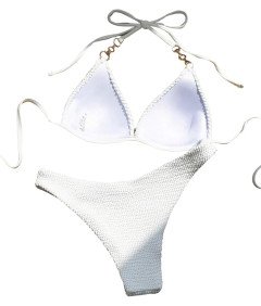 Damski Strój Kąpielowy Dwuczęściowy Strój Kostium Push-up Bikini Biały XL