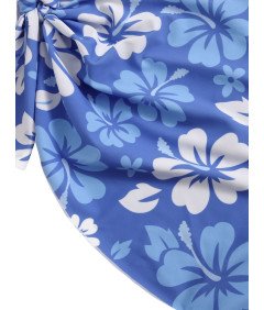 Damski Strój Kąpielowy Dwuczęściowy Kostium Bikini z Chustą Niebieski M