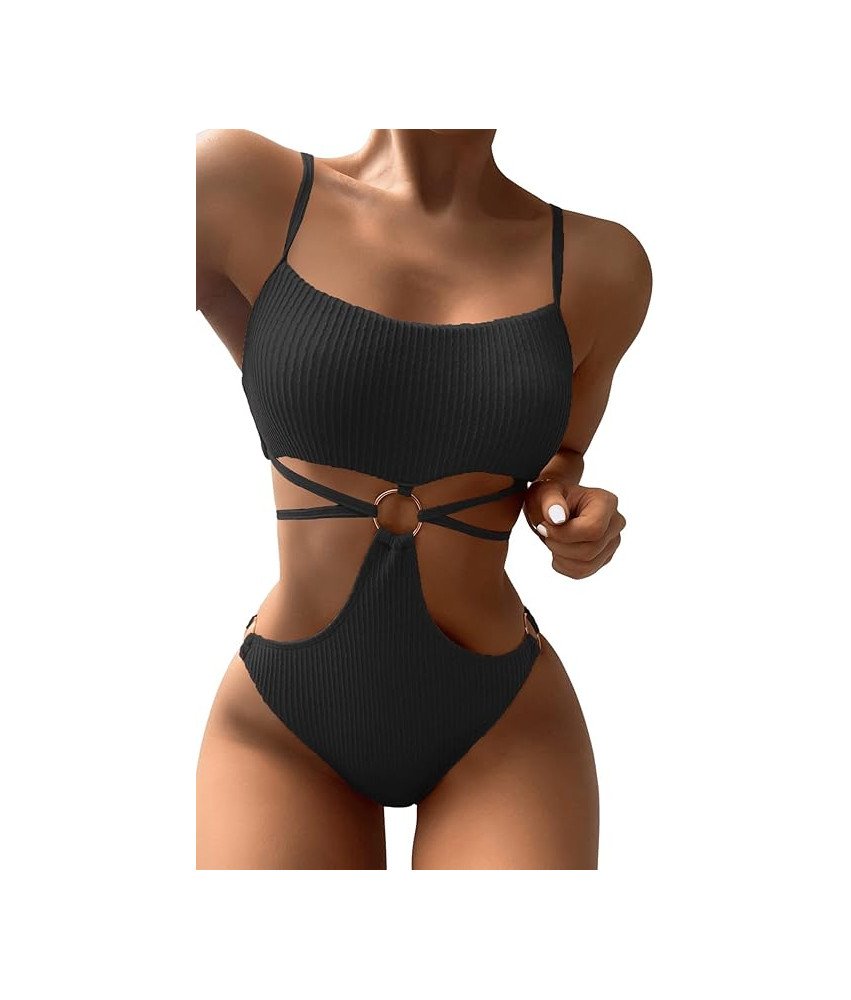 Damski Kostium Kąpielowy Jednoczęściowy Na Ramiączkach Elegancki Czarny L