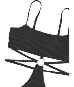 Damski Kostium Kąpielowy Jednoczęściowy Na Ramiączkach Elegancki Czarny L