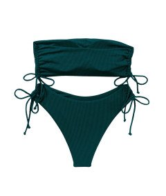 Damski Strój Kąpielowy Dwuczęściowy Kostium Bandeau Bikini Wysoki Stan M