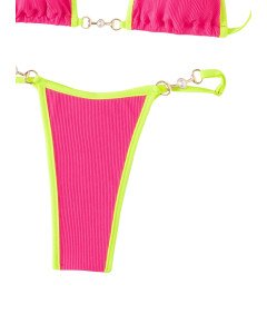 Damski Strój Kąpielowy Dwuczęściowy Kostium Bikini Brazylijskie Różowe L