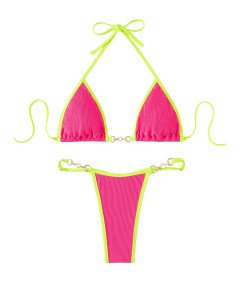 Damski Strój Kąpielowy Dwuczęściowy Kostium Bikini Brazylijskie Różowe M