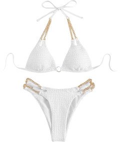 Damski Strój Kąpielowy Dwuczęściowy Kostium Bikini Damskie Biały L