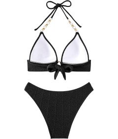 Damski Strój Kąpielowy Dwuczęściowy Kostium Push-up Bikini Damskie Czarny L