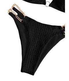 Damski Strój Kąpielowy Dwuczęściowy Kostium Bikini Damskie Czarny S