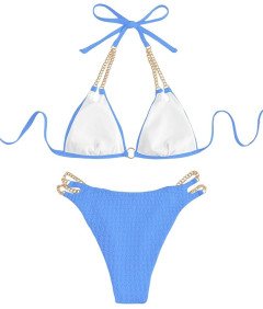 Damski Strój Kąpielowy Dwuczęściowy Kostium Bikini Damskie Niebieskie L