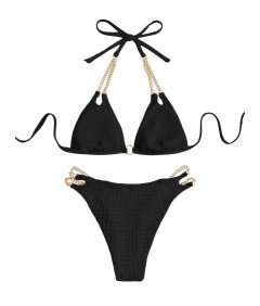 Damski Strój Kąpielowy Dwuczęściowy Kostium Bikini Damskie Czarny S