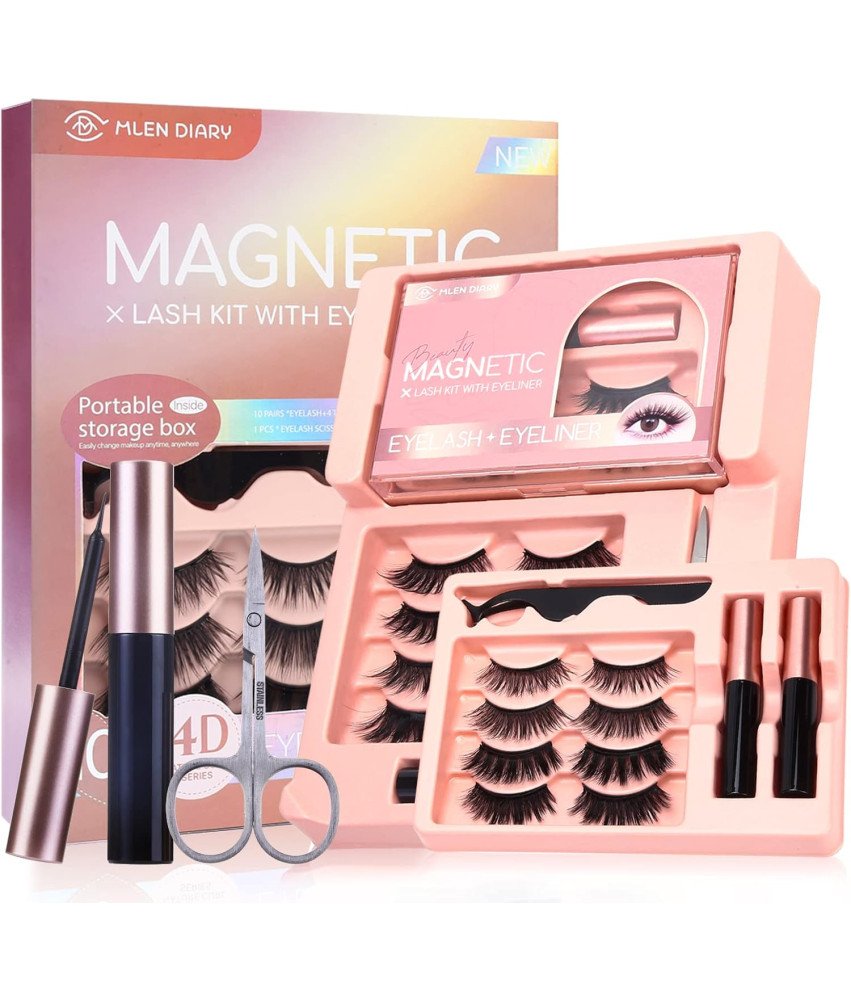 Mlen Diary Magnetyczne Rzęsy z Eyelinerem i Aplikatorem Zestaw 10 Par